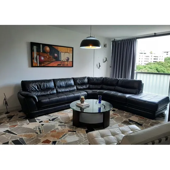 Sofá Modular De Piel Negro Hermoso Comprado En Casapiel