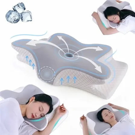 Travesseiro Cervical Viscoelástico Ergonômico Light Gray