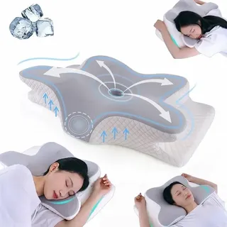A Almofada Cervical Viscoelástica Ergonômica Cinza Claro/,.