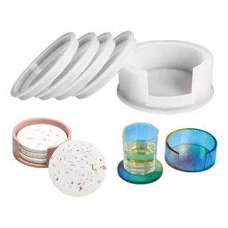 Molde De Silicone Formato 4 Porta Copos Redondo Com Suporte Molde De Silicone Formato 4 Porta Copos Redondo Com Suporte