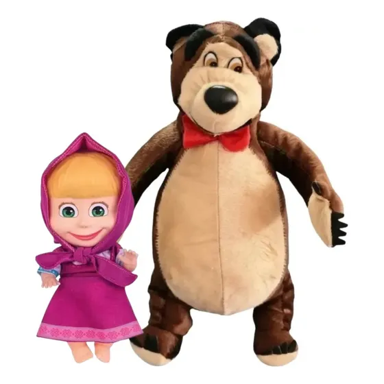 Kit Masha E O Urso Boneca Vinil + Pelúcia 40 Cm Cotiplás