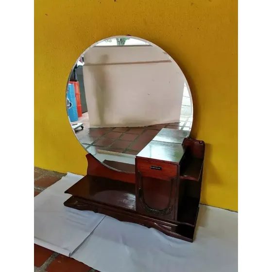 Tocador Antiguo Deco Años 50´s Cedro Y Cristal Roca France