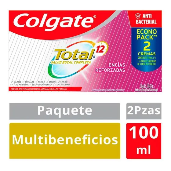 Pasta Dental Colgate Total 12 Encías Reforzadas 2 Piezas de 100ml