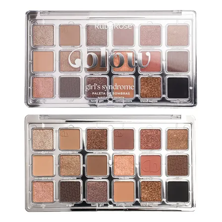 Paleta De Sombras Girl's Syndrome Blow Ruby Rose® 18 Cores Hbe2206 Marrom-claro