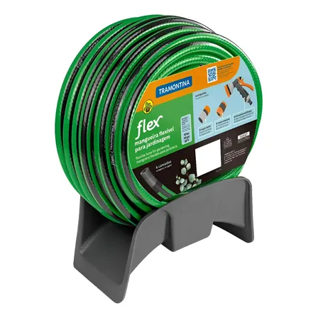 Kit De Suporte Tramontina Com Mangueira E Acoplamentos De 20 Mts Verde