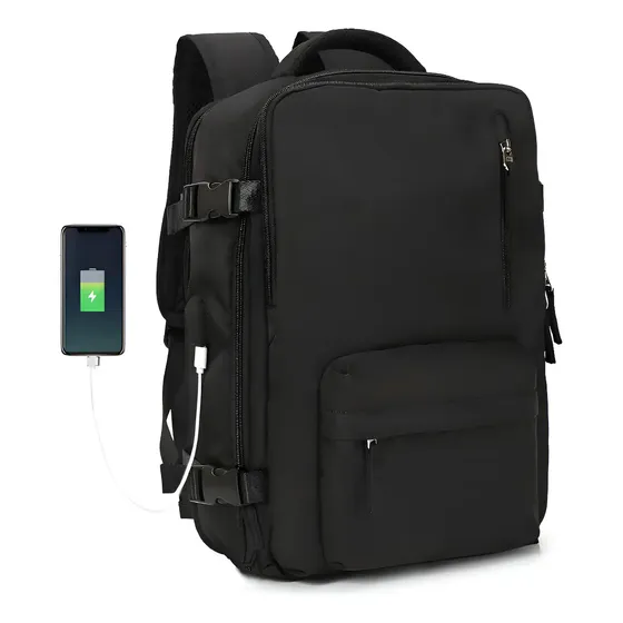 Mochila viaje Genérica Large Travel Backpack color negro diseño liso 40L | Cuotas sin interés
