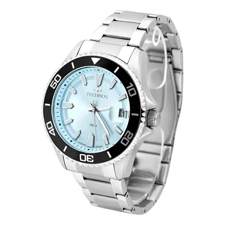 Relógio Technos Acqua Diver Luxo 150 Atm Aço Inox Premium Aço Preto Azul