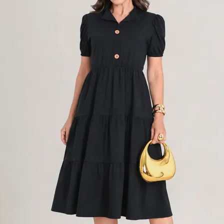 Vestido Feminino Midi Moda Evangélica Soltinho Confortável