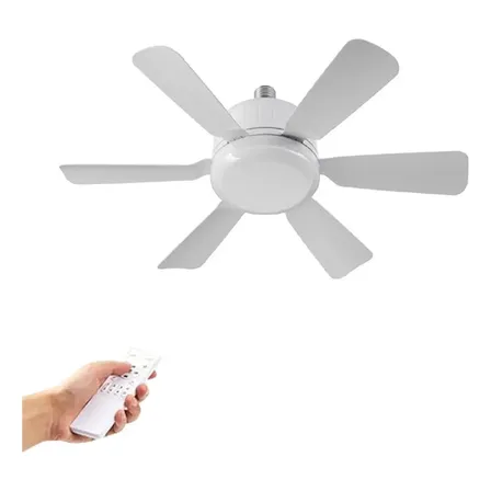 Ventilador De Teto Com Controle Remoto E Lâmpada Led Bivolt 42 Cm 50 Hz/60 Hz Branco 127/220v Plástico