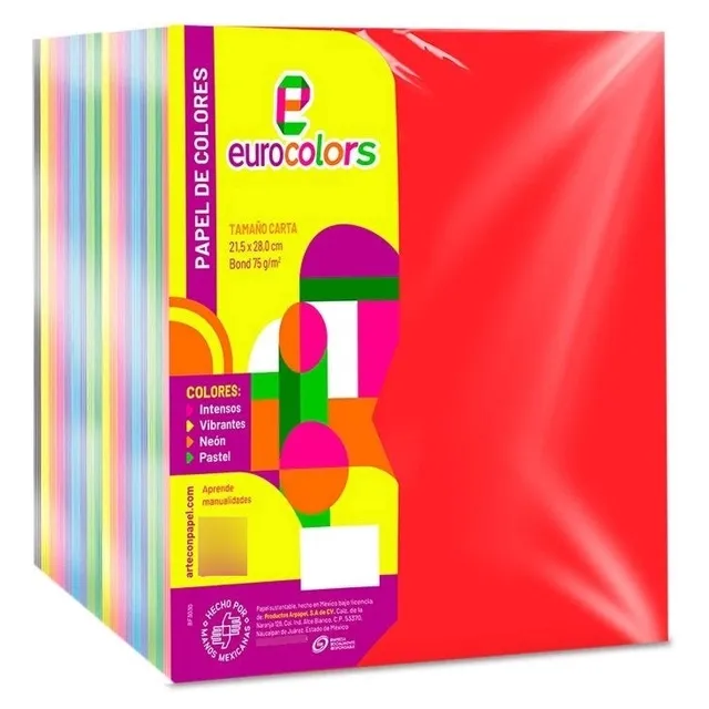 2pzas Bond Colores Arcoiris Eurocolors Carta C/1000 H. 75 G.