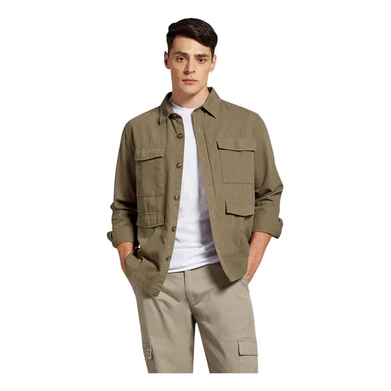 Campera Devré Camisaco Lisa Verde Oscuro Hombre 01d000151008
