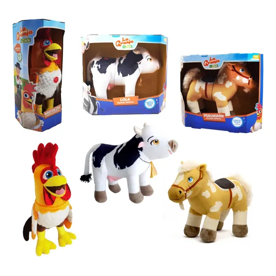 Combo X3 Peluches Granja Zenon Percheron Bartolito Vaca Lola