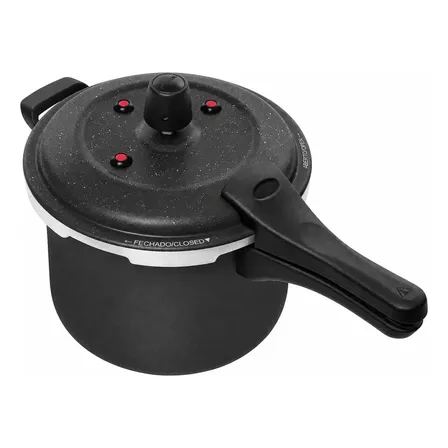 Panela de Pressão Patolux 5L Antiaderente Alumínio Preto Fecho Externo