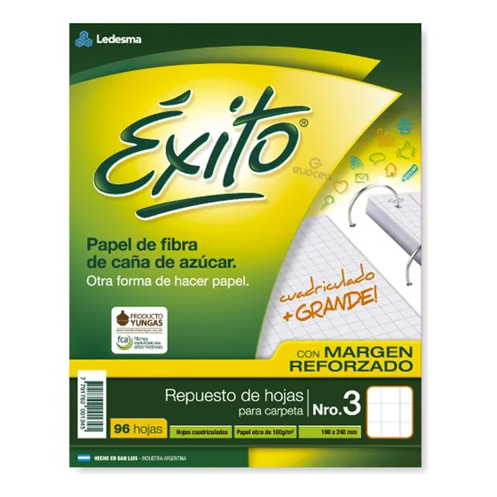 Repuesto De Hojas Cuadriculado Grande Para Carpeta N3