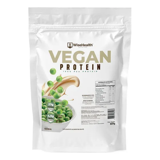 Vegan Protein 837g 100 Proteína Vegana Ervilha Wisehealth Sabor Natural
