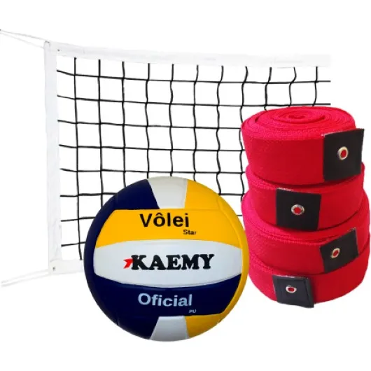 Kit Faixa Vôlei , Bola Vôlei E Rede 9 Metros 4 Lonas