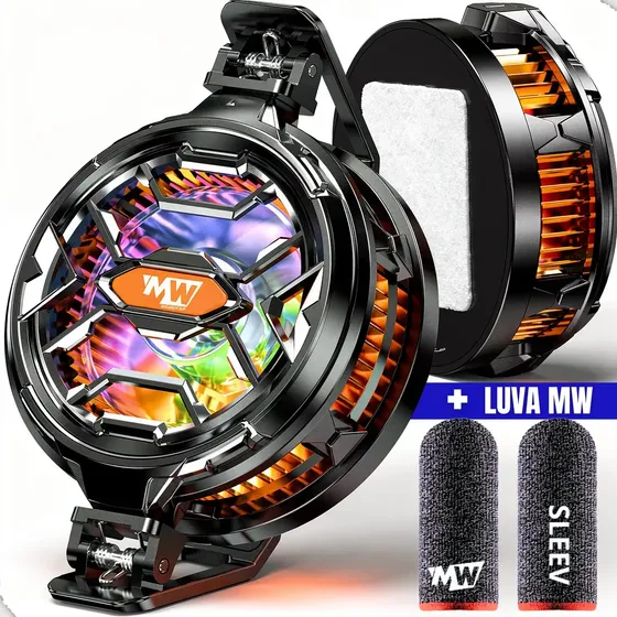 Cooler Celular Gamer Rgb Placa Peltier Usb-c Resfriador Luvinha Dedo Megawolf Para Jogos Free Fire Pubg Cod Mobile