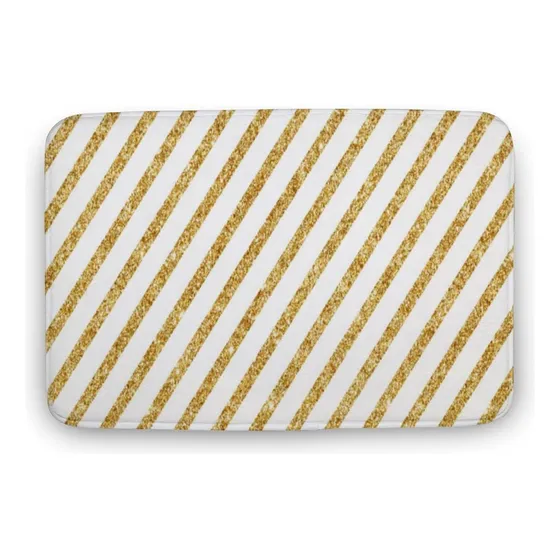 Alfombra Baño Purpurina Dorada Raya Blanca Antideslizante 20