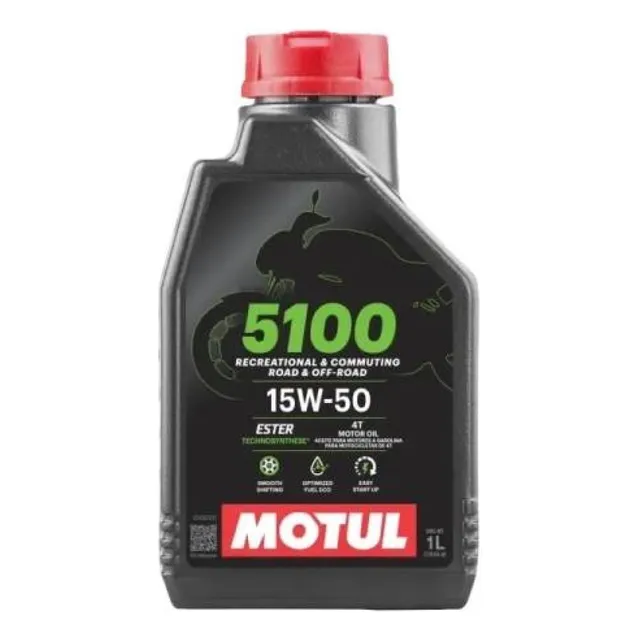 Aceite para motor Motul 5100 4T. semi-sintético 15W-50 para moto/cuatriciclo de 1 unidad x 1L