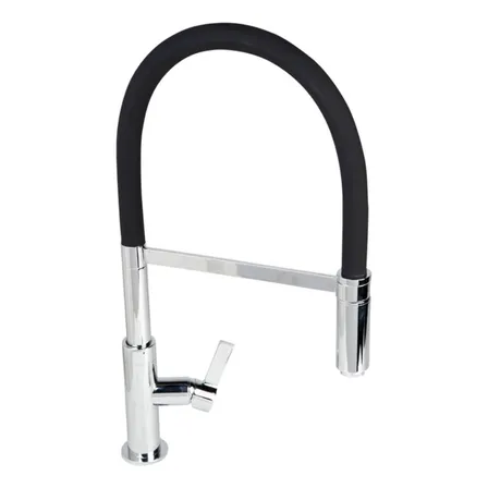 Grifo mezclador monomando FDV Alto Chef negro y cromo acabado cromado