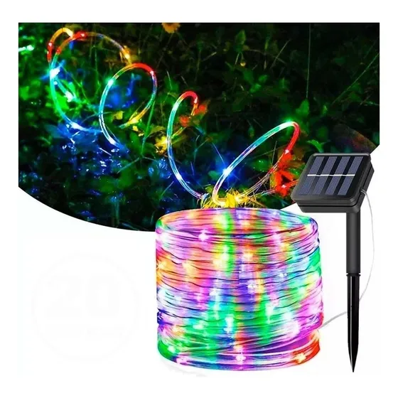 Manguera Led Solar 200 Led 20 Metros Multicolor Navidad