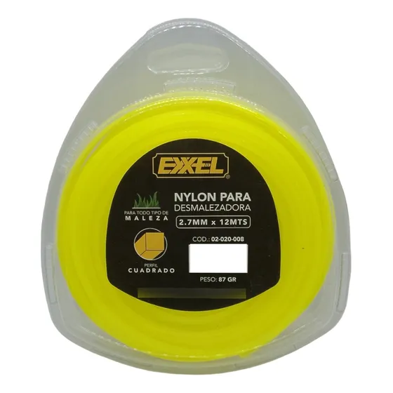 Nylon Para Podadora Cuadrado 2.7mm X 12 Metros 