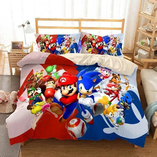 Juego De Colcha Para Cama Sonic Vs Super Mario Juego De Colcha Para Cama Sonic Vs Super Mario