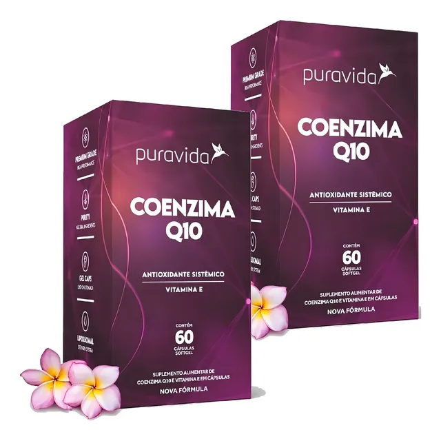 Coenzima Q10 Puravida - Com Vitamina E - (kit 2x 60 Softgel) Sabor Sem Sabor