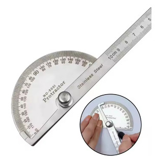 Transferidor De Grau Em Aço Inox Com Régua De 0 Á 180° Transferidor De Grau Em Aço Inox Com Régua De 0 Á 180°