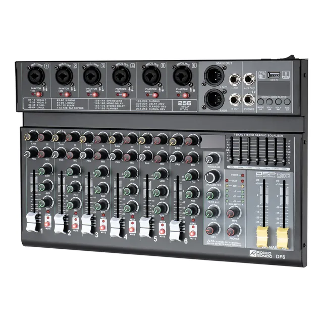 Mezcladora  Audio Df6n 256 Efectos Dsp 6 Canales Consola