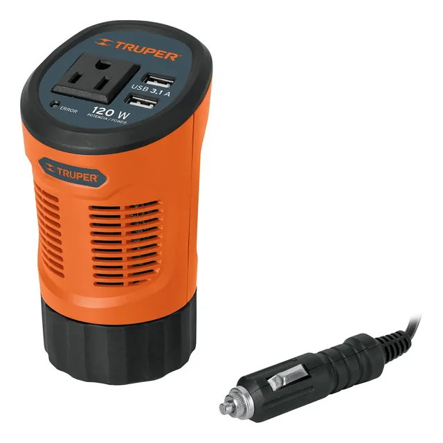 Inversor De Corriente Tipo Vaso Con 2 Puertos Usb 120w