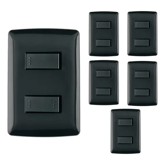 Kit 6 Placas Armadas, 1 Interruptor 1 Escalera Negro