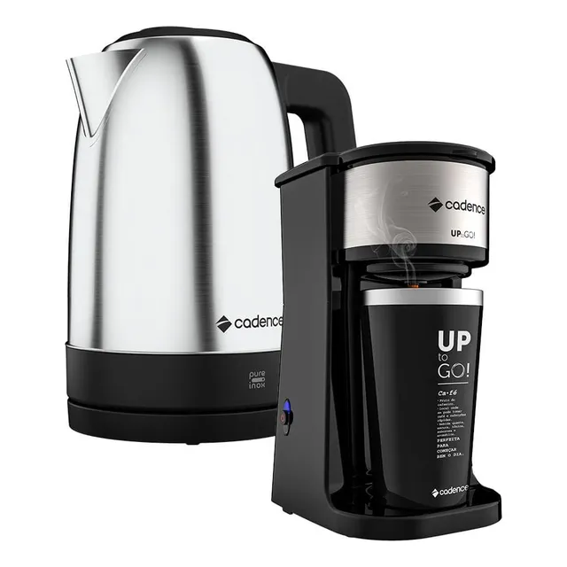 Kit Cafeteira Up To Go E Chaleira Elétrica Pure Inox Cadence