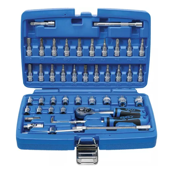 Bgs 2146 Autocle Dados Con Matraca Milimétrico 1/4 46 Pzas