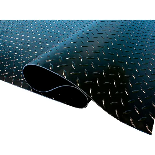 Piso Rollo De Goma Diamantado Negro 3mm X 1mt