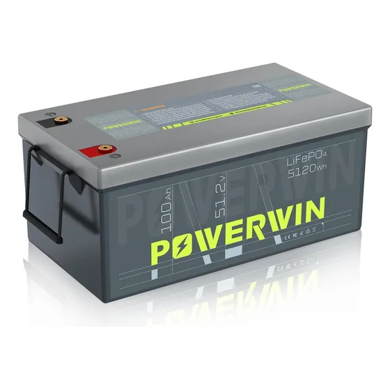 Powerwin - Batería Lifepo4 De 51.2 V Bt5120 100ah 5120wh, Placa Bms Integrada De 100 A, Hasta 15000 Ciclos, Corte De Baja Temperatura, Batería De Vehículo De Ciclo Profundo, Perfecta Para Exteriores