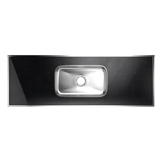 Pileta Acero Inoxidable Mesada Concreto 150cm Negro Forminox