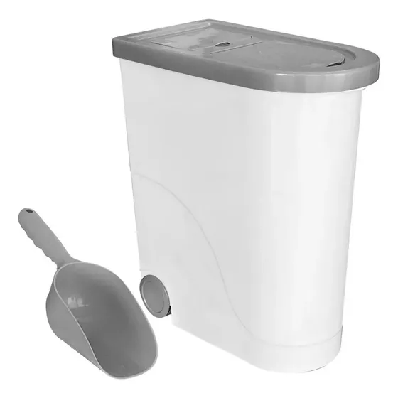 Contenedor Para Alimento Perros Gatos Hermetico 25l 10kg Color Blanco / Beige M