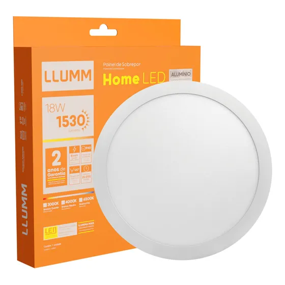 Luminária Led De Sobrepor Redonda 18w Branco Frio 6500k Estrutura Branco-frio 127/220V