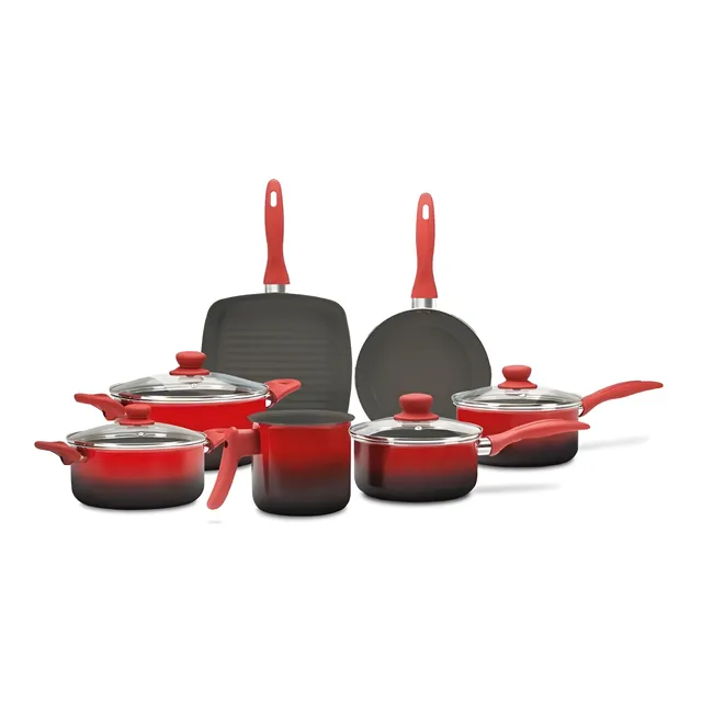 Jogo Panela Antiaderente Brinox Ceramic Life Smart Easy 7 Un Cor Vermelho