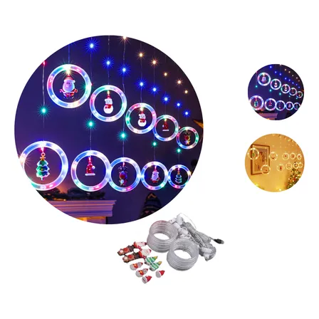 Pisca Cascata Cortina Figura Decoração Natal Varal Led 3,0m - Colorido