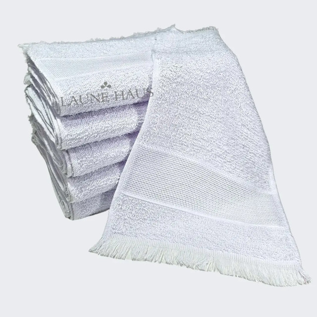 Toalhinhas De Mão Kit 50 Social Artesanato Lembrancinha Cor Branco Franjas Faixas