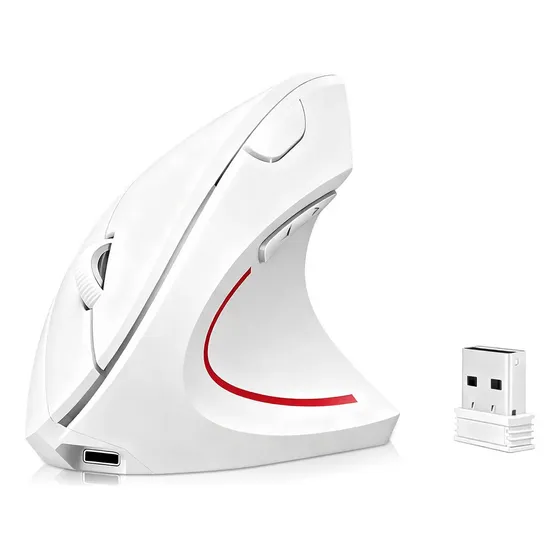 Ratón Vertical Inalámbrico Ergonómico Recargable 2,4 G Blanco Me01