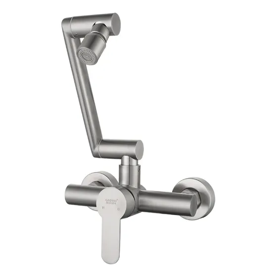 Grifo Agua Fria Caliente Acero Inoxidable Montado Pared Un