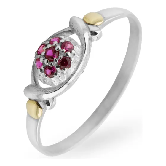 Anillo Frutilla De Plata 925 Y Oro 18 Kts Regalo Mujer Mama