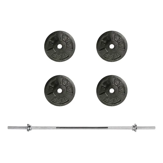 Pesas Con Barra Recta 150cm Mas 40 Lbs En Discos De Gimnasio