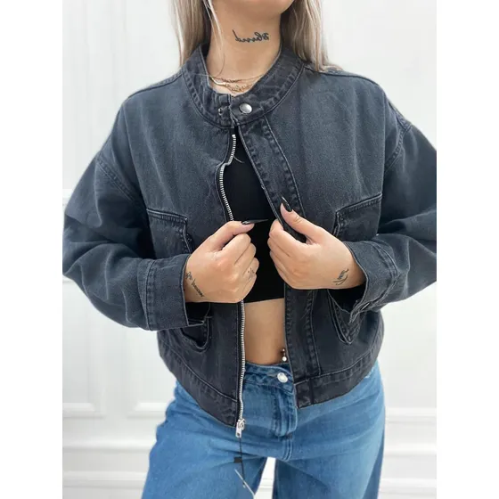 Campera De Jean Cuello Mao Veronica Mujer