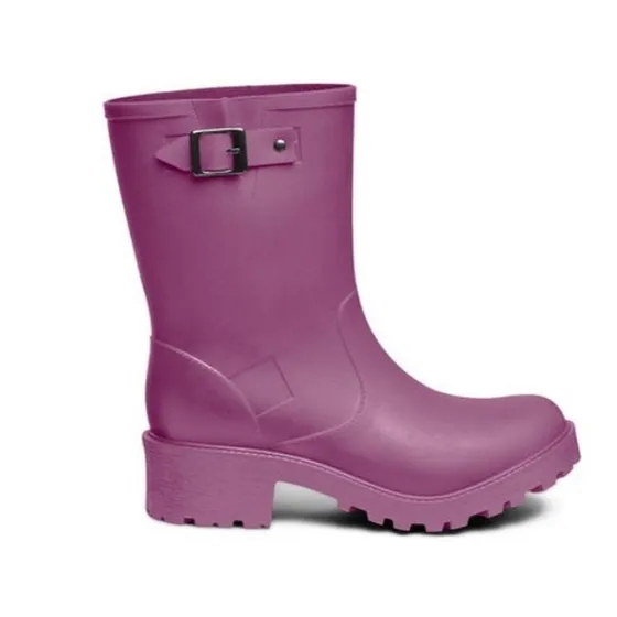Botas Botín Dama Caucho Impermeable Lluvia Pvc Tacón Mujer