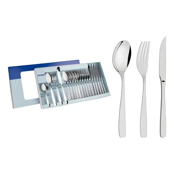Set De Cubiertos X24 Piezas Tramontina Acero Juego En Caja Color Gris | Cuotas sin interés