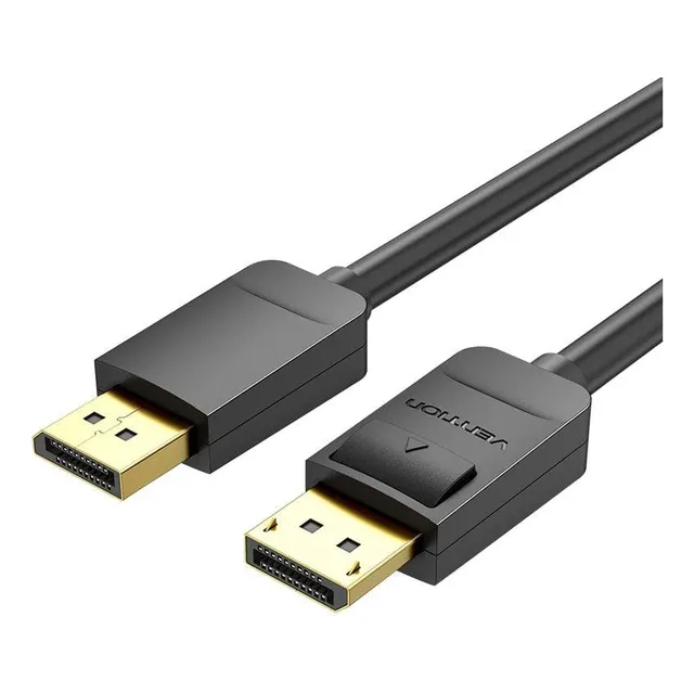 Cable Display Port 1.2 Vention - Certificado Profesional - 4K HDR HDCP - Hasta 240hz 21 Gbps - 3 Metros - PVC Negro - Premium Gaming - Para PC Gamer Consola Monitor Pantalla - HACBI